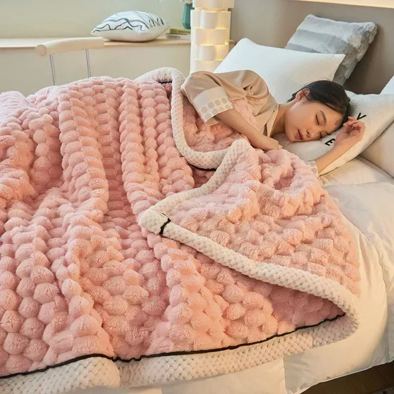 Thick Coral Fleece Blanket with Playful Turtle Velvet Texture