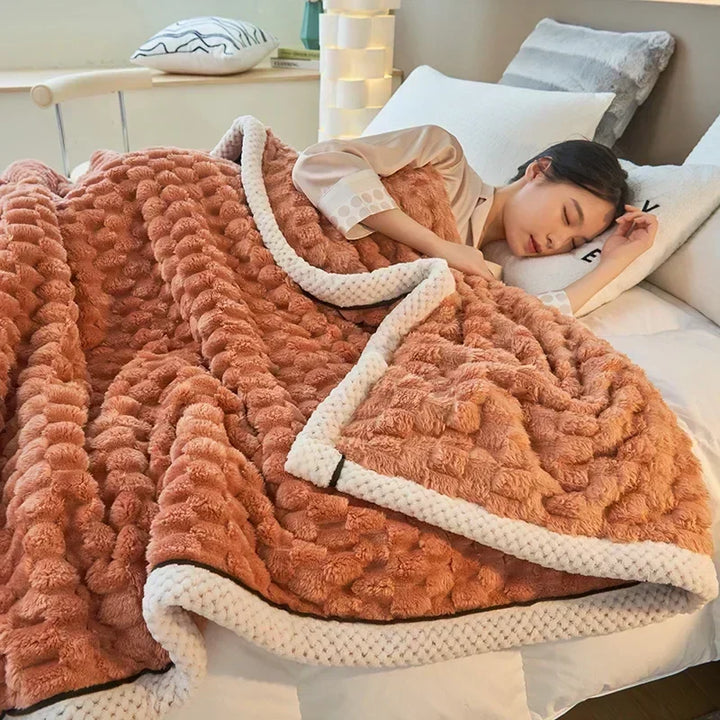 Thick Coral Fleece Blanket with Playful Turtle Velvet Texture