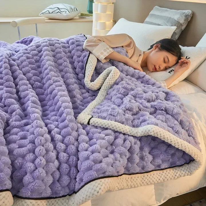 Thick Coral Fleece Blanket with Playful Turtle Velvet Texture