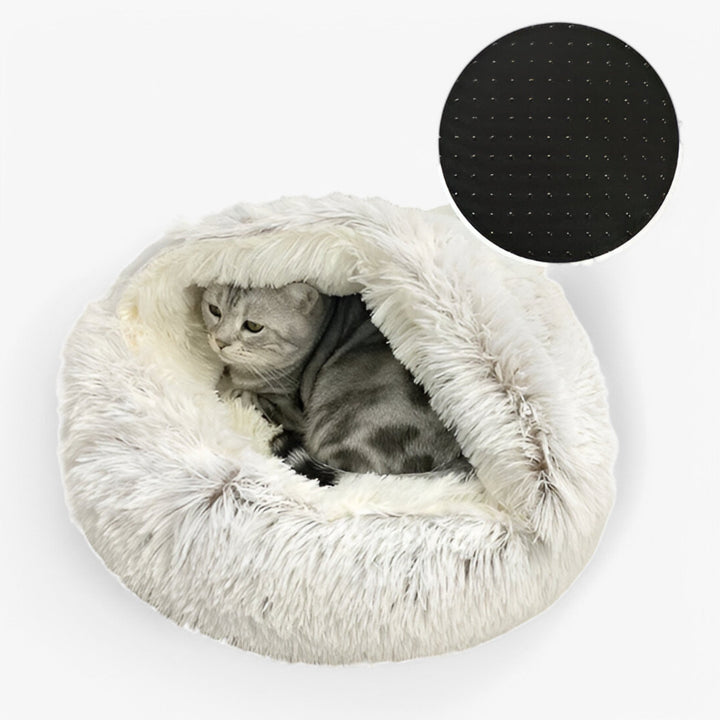 Hendrano™ Round Faux Fur Pet Bed with Washable Cover and Non-Slip Bottom