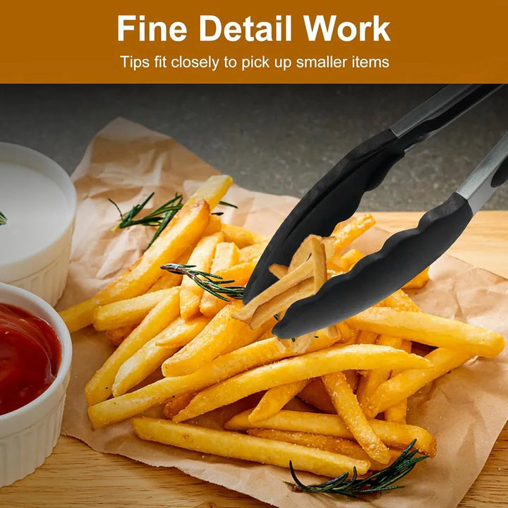 Silicone Kitchen Tongs Set of 3 with Locking Handles