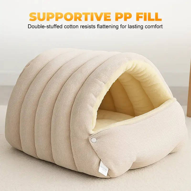 Hendrano™ Enclosed Winter Cat Bed with Soft Fleece Lining and Washable Cover