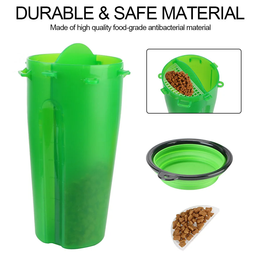 2-in-1 Dog Water Bottle and Food Container for Walks