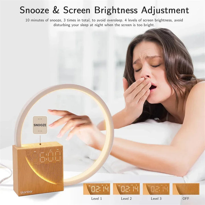 Touch Bedside Lamp with Nature Sounds, Clock and Wake-Up Light
