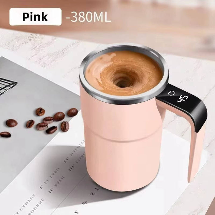 Self-Stirring Heated Travel Mug with Live Temperature Display