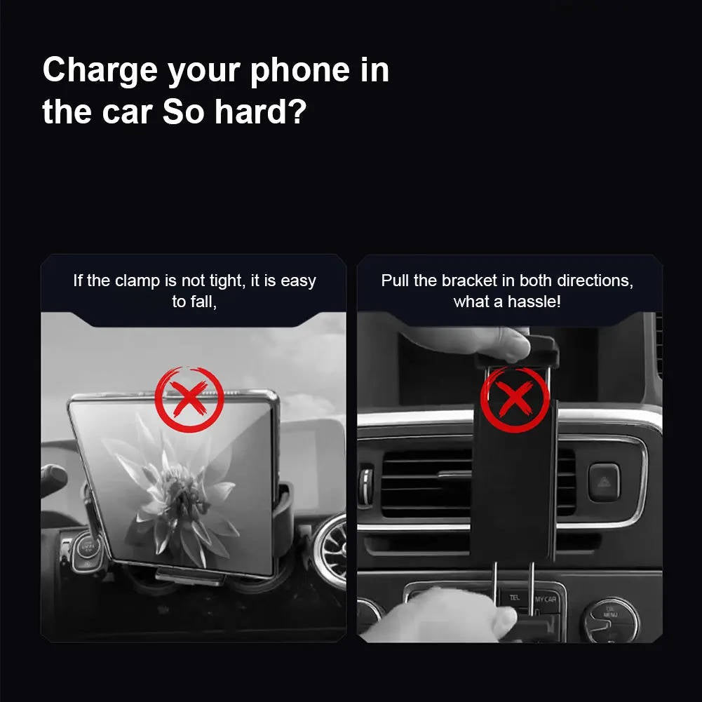 Wireless Car Charger Mount with Dual Coils and Auto-Clamp Arm
