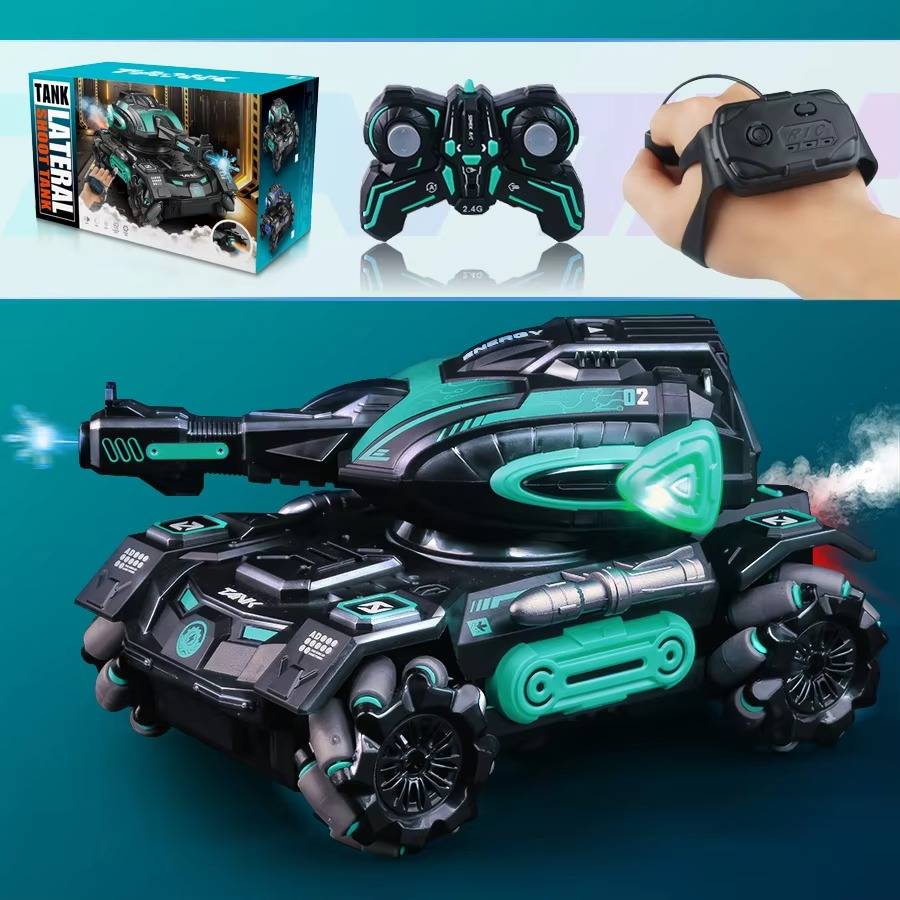Hendrano™ Water-Spraying RC Stunt Tank with Wrist Watch Remote
