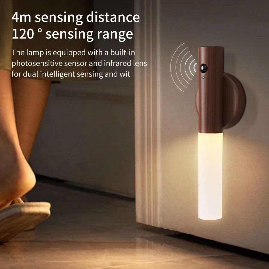 Hendrano™ Rechargeable Wood Grain Motion Sensor Night Light, Magnetic