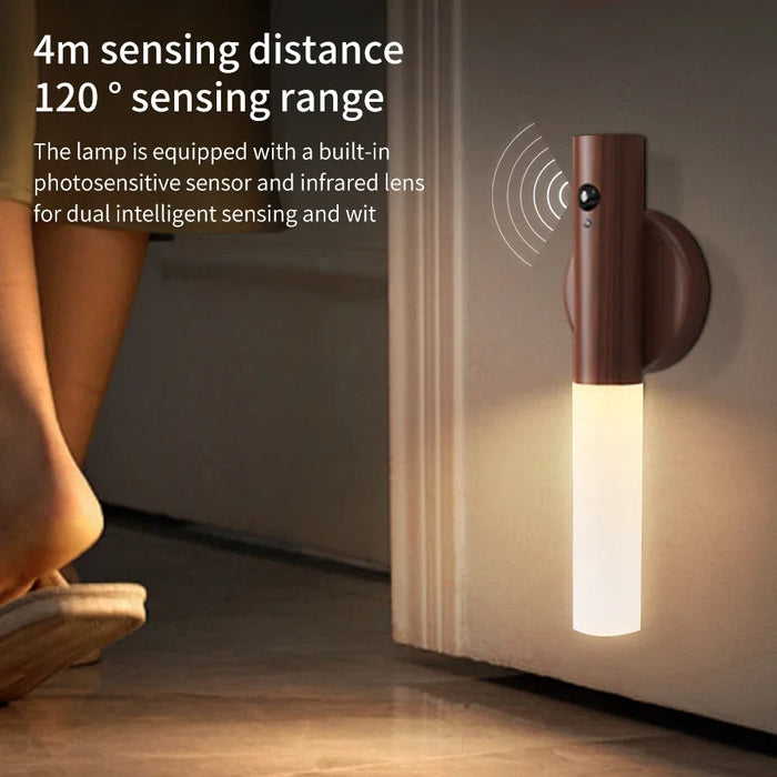 Hendrano™ Rechargeable Wood Grain Motion Sensor Night Light, Magnetic