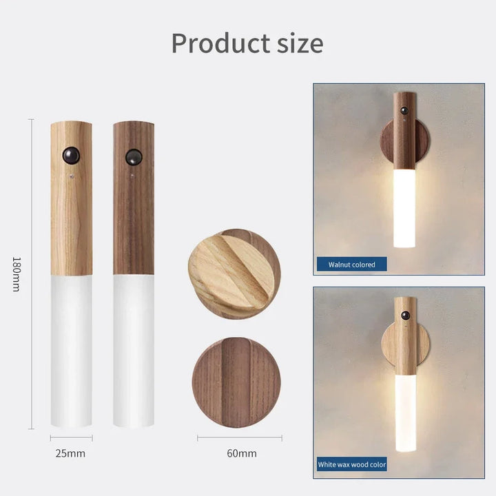 Hendrano™ Rechargeable Wood Grain Motion Sensor Night Light, Magnetic