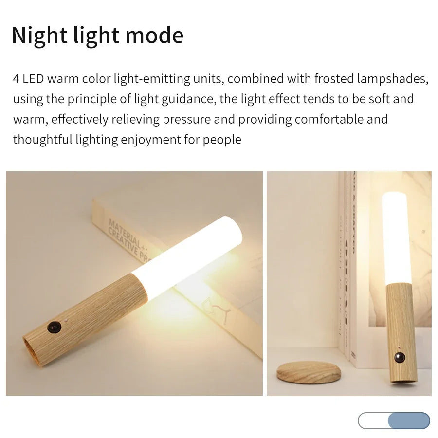 Hendrano™ Rechargeable Wood Grain Motion Sensor Night Light, Magnetic