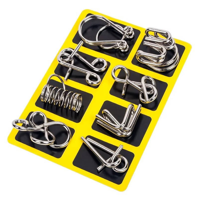 Hendrano™ Metal Wire Puzzle Set of 8 Brain Teasers, Easy to Expert