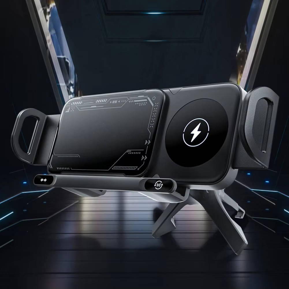 Wireless Car Charger Mount with Dual Coils and Auto-Clamp Arm