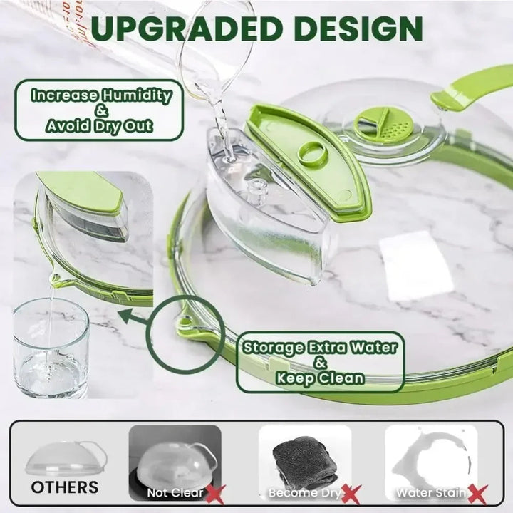 Microwave Splatter Cover with Built-In Water Steamer