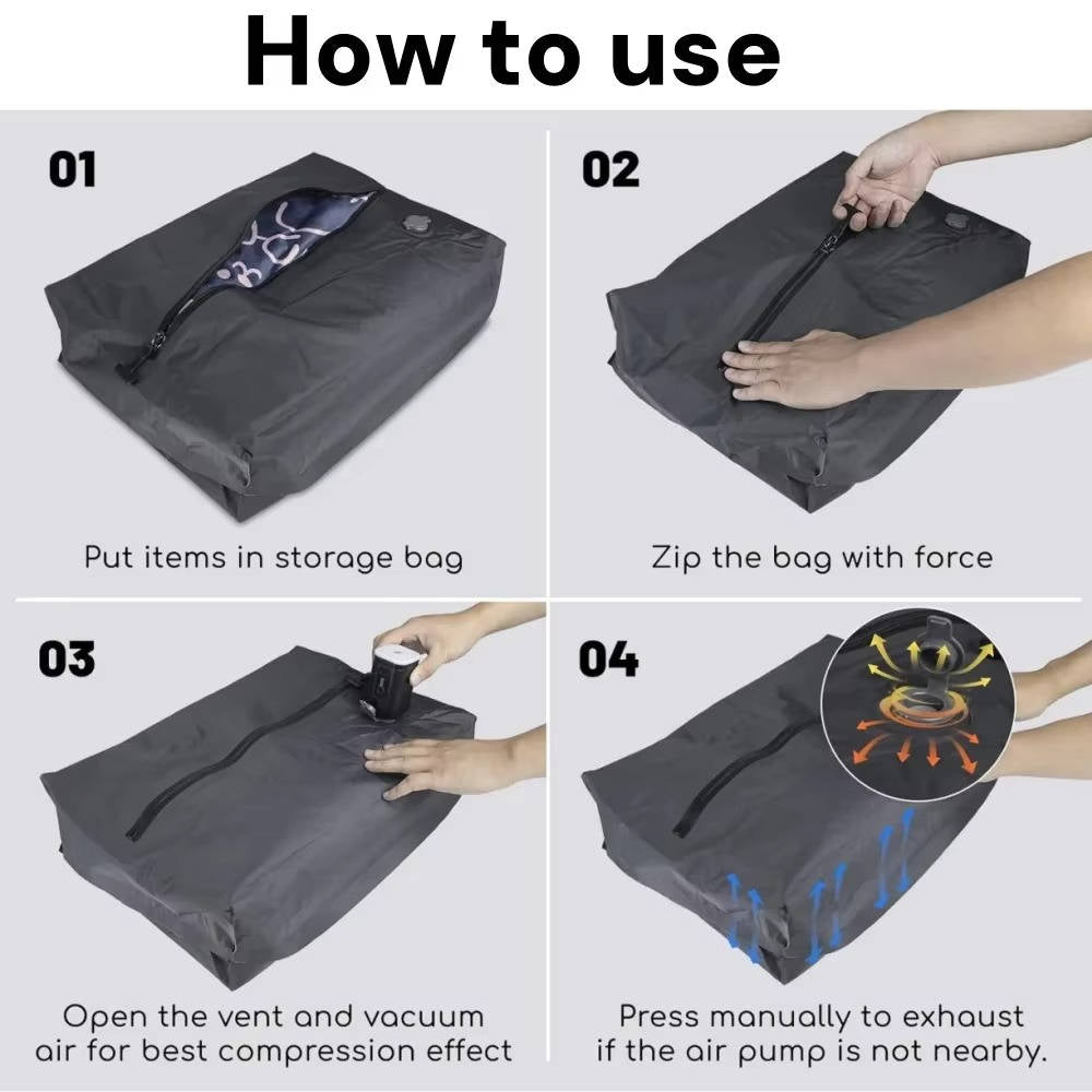 Hendrano™ Travel Vacuum Pump with Two Compression Bags and Flashlight