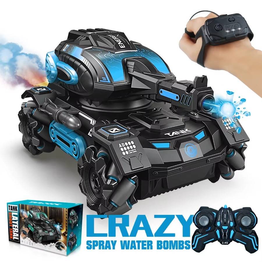 Hendrano™ Water-Spraying RC Stunt Tank with Wrist Watch Remote