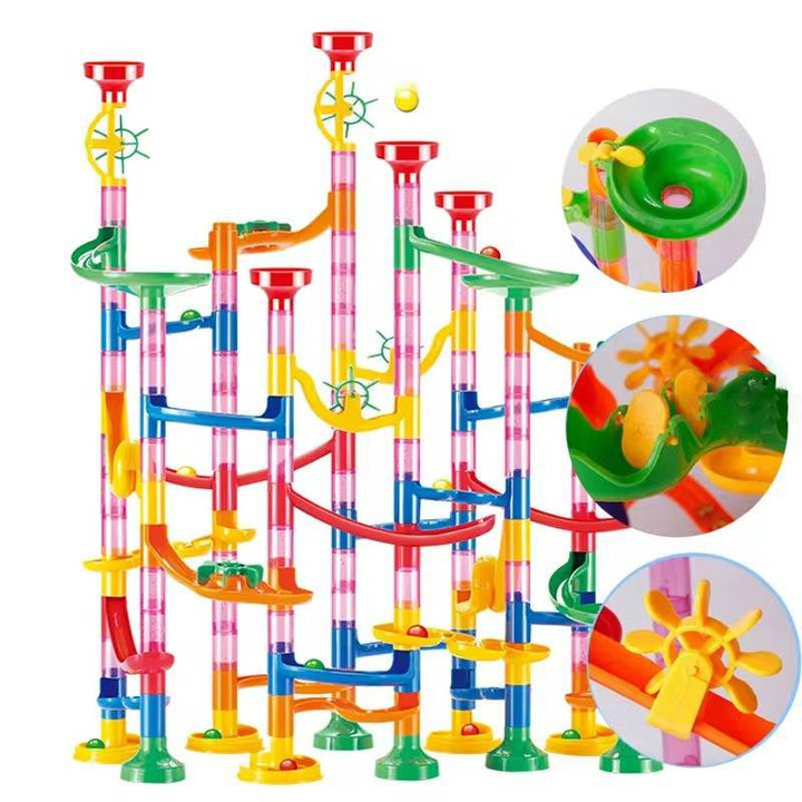 Hendrano™ 133-Piece Marble Run Set with Translucent Tracks and Marbles