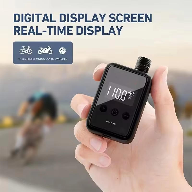 Electric Mini Bike Pump with Digital Display &amp; Auto Shutoff