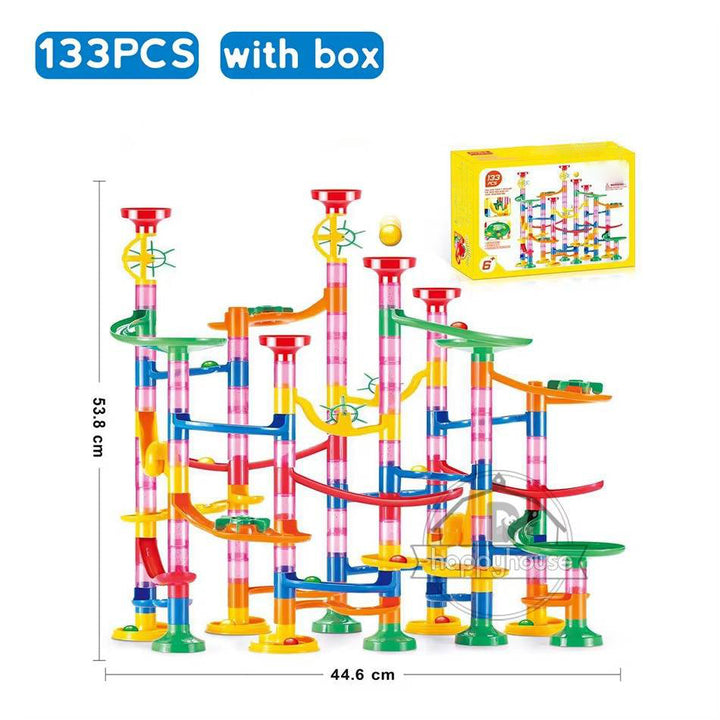 Hendrano™ 133-Piece Marble Run Set with Translucent Tracks and Marbles