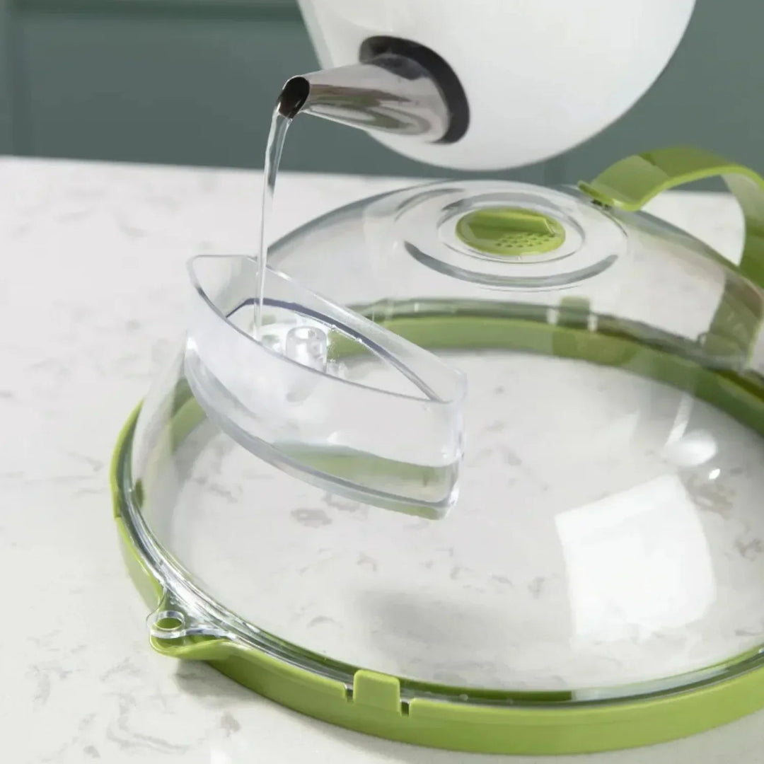 Microwave Splatter Cover with Built-In Water Steamer