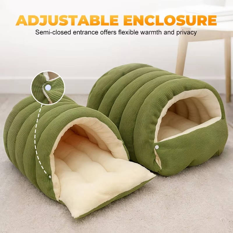 Hendrano™ Enclosed Winter Cat Bed with Soft Fleece Lining and Washable Cover