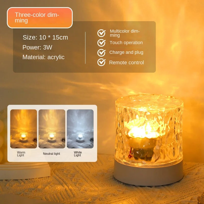 Crystal Ripple Night Light with Soothing Water Wave Projection