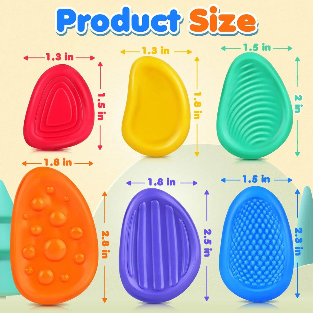 Silicone Sensory Stones Fidget Toy Set of 6 for Kids and Adults