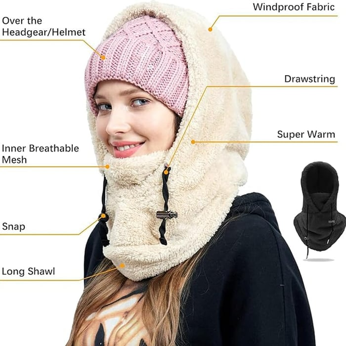 Hendrano™ Sherpa Fleece Balaclava Hood with Full Face and Neck Cover