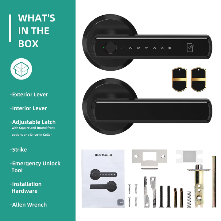 Keyless Smart Door Lock with Handle, Fingerprint and Keypad