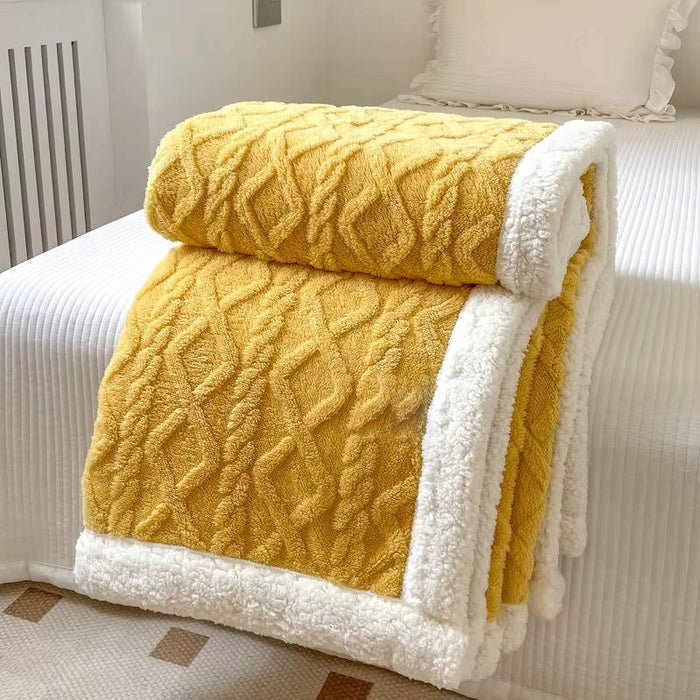 Hendrano™ Double-Sided Jacquard Fleece Blanket with Fluffy Sherpa Side