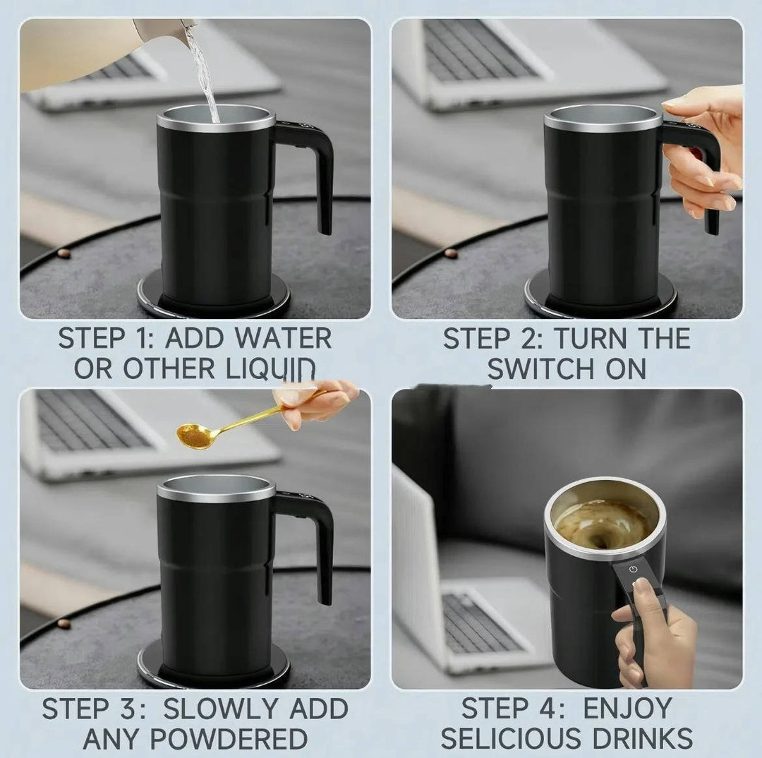 Self-Stirring Heated Travel Mug with Live Temperature Display