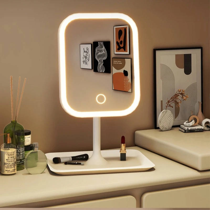 Travel Makeup Mirror with Lights and Three Color Modes