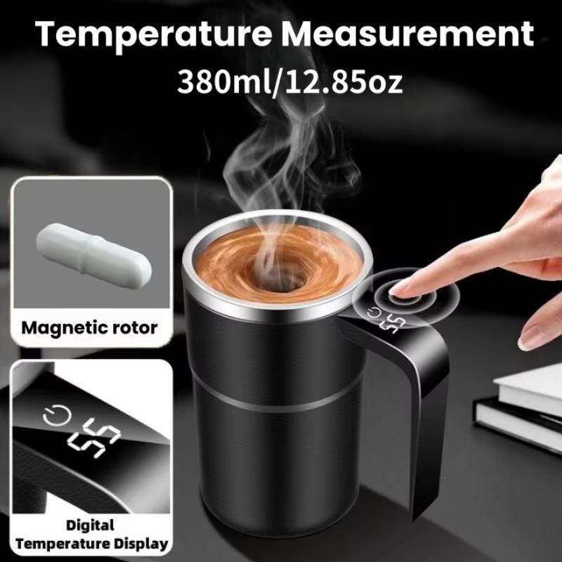 Self-Stirring Heated Travel Mug with Live Temperature Display