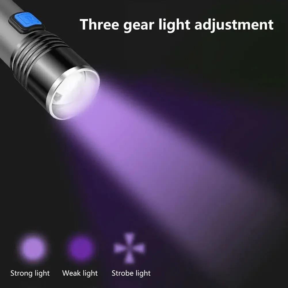 Hendrano™ 395 nm UV Black Light Flashlight with Zoom for Pet Stains