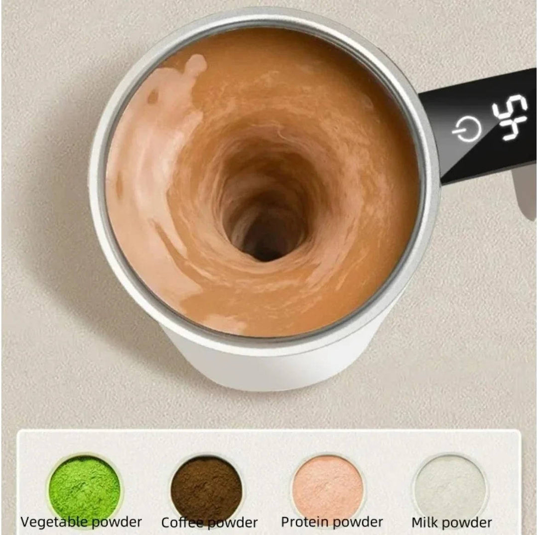 Self-Stirring Heated Travel Mug with Live Temperature Display