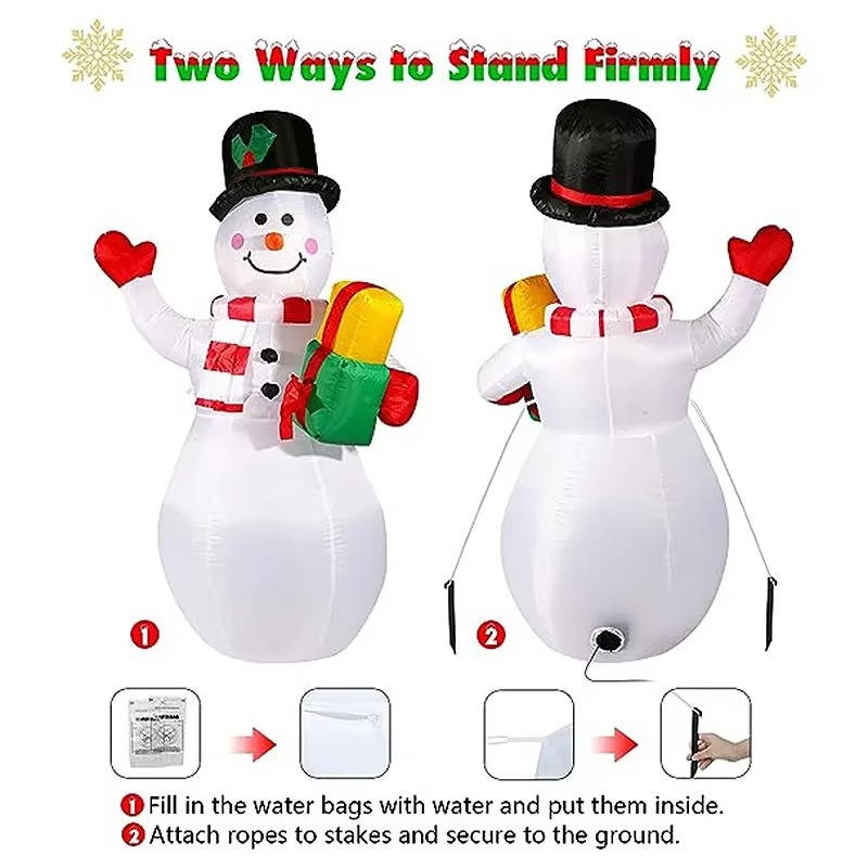 Hendrano™ 5 Ft Inflatable Snowman with Rotating Color LED Lights for the Yard