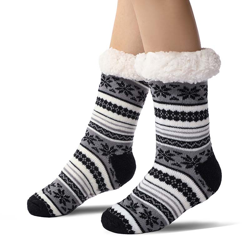 Ultra-Thick Snowflake Slipper Socks with Silicone Grip Soles