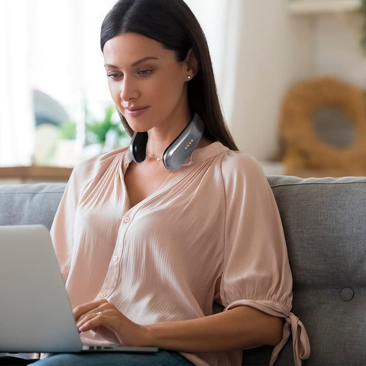Gray cordless wearable neck heater