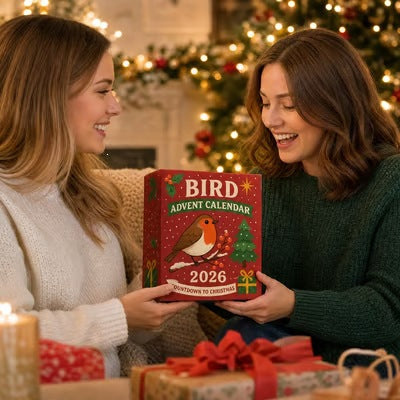 Advent calendar box with acrylic bird ornaments