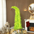 Lime green whimsical tree with bent top and red ball