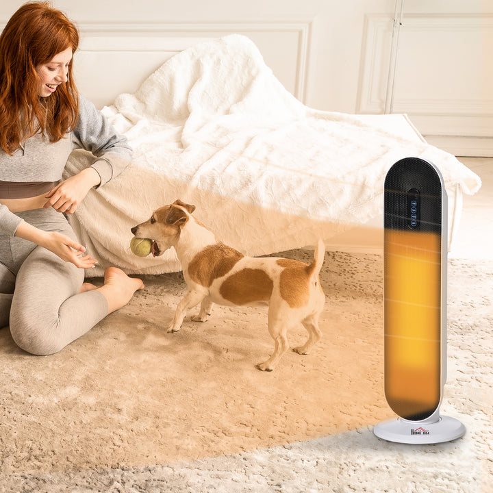 White ceramic tower heater with remote control