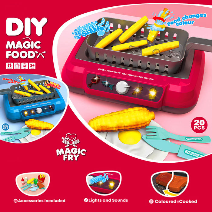 Hendrano Kids Play Kitchen Set with Light-Up Stove, 20 Pieces