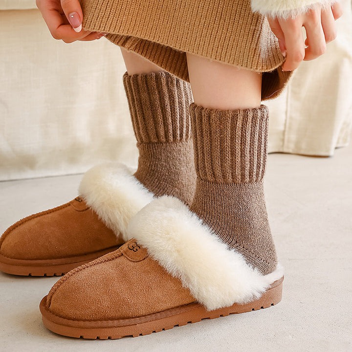 Thick terry plush mid-calf winter socks