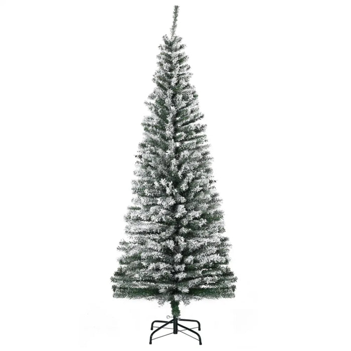 Hendrano 6 ft Flocked Slim Christmas Tree with Foldable Base