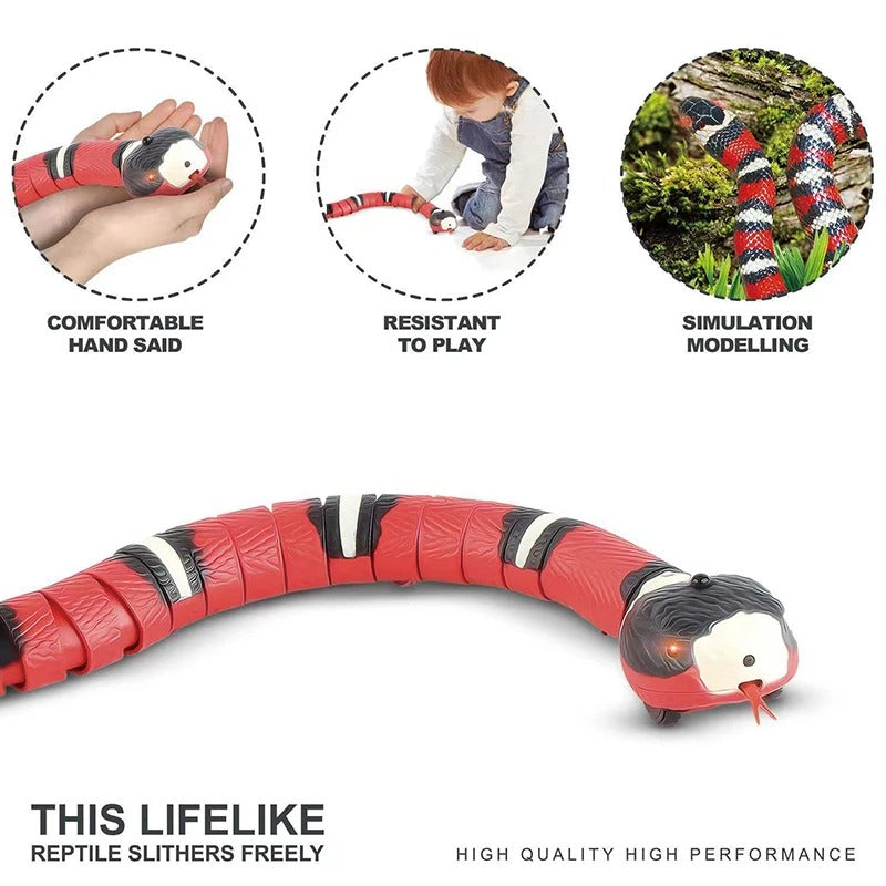 Interactive Robotic Snake Cat Toy with Obstacle Sensors