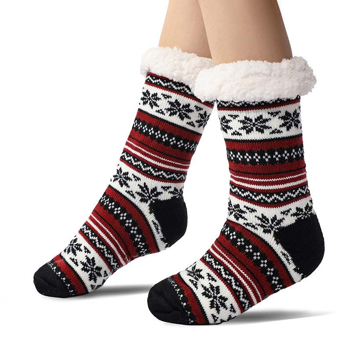 Ultra-Thick Snowflake Slipper Socks with Silicone Grip Soles