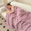 Tufted velvet throw blanket with 3D pattern