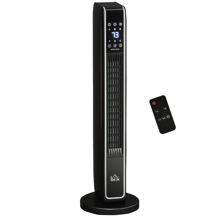 Hendrano Black Ceramic Tower Heater with Fan Mode and 8-Hour Timer