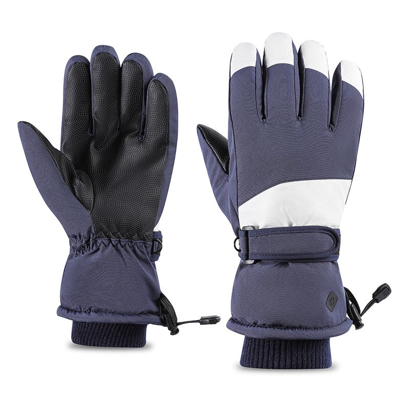 Black and white waterproof ski gloves