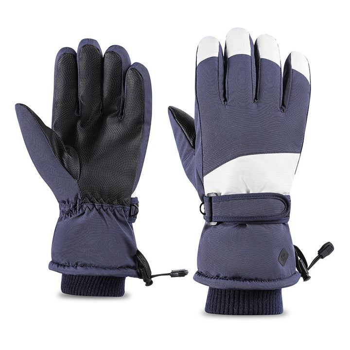 Black and white waterproof ski gloves